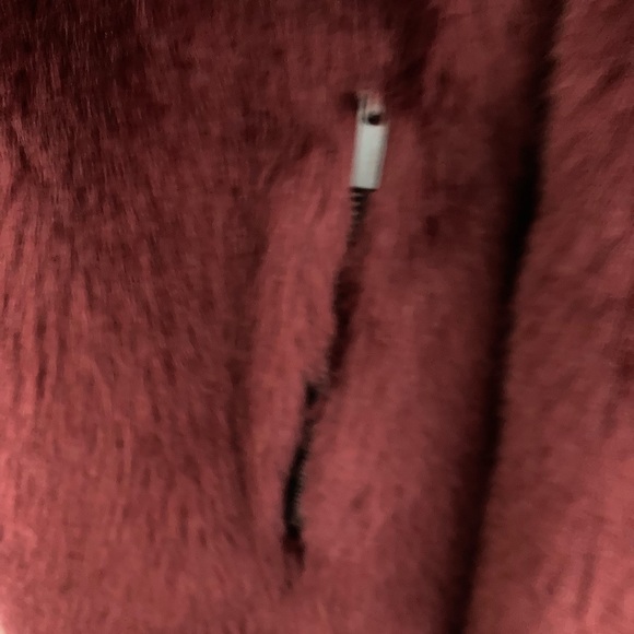 Express Faux Fur Burgundy. Size Lg. Zip front and pockets. Lined. - Picture 5 of 5